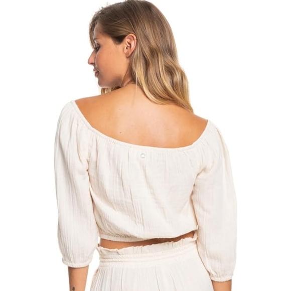 90.Nwt Roxy Cream Off-Shoulder Top - Picture 1 of 6
